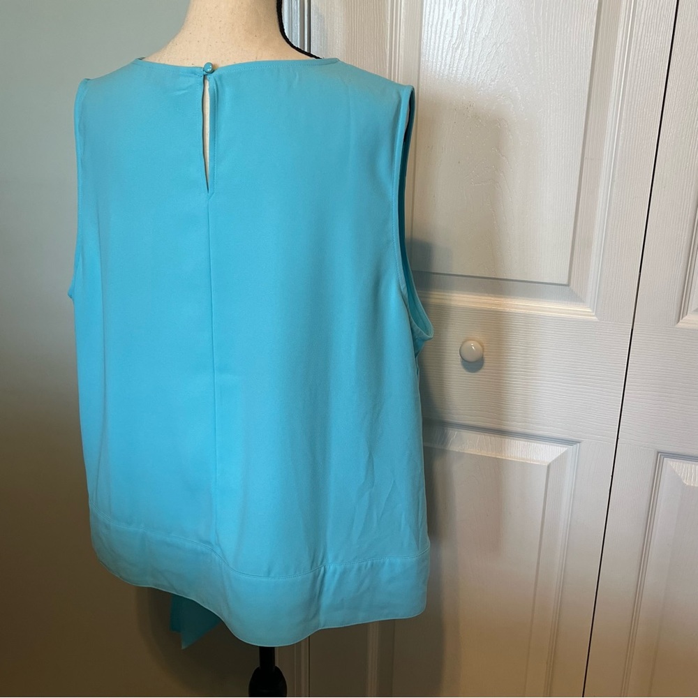 Talbots‎ Plus Womens Size 18W Blue Sleeveless Blouse Tank Top Shell Waist Tie - Picture 9 of 9